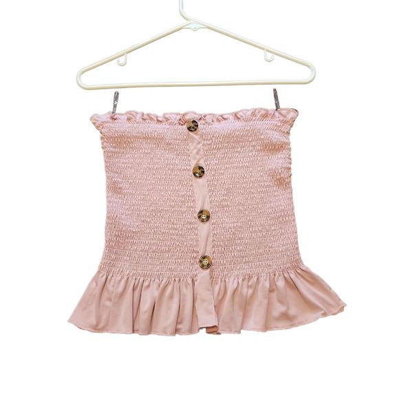 Rue21 Tops - Pink Flowy ribbed fitted Tube Top